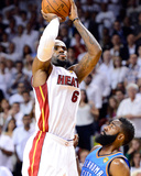 Miami  FL - June 21:  Miami Heat and Oklahoma City Thunder Game Five  LeBron James and James Harden