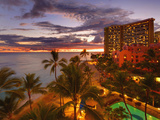 Twilight  Waikiki  Oahu  Hawaii  Usa