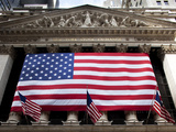 American Flag  New York Stock Exchange Building  Lower Manhattan  New York City  New York  Usa