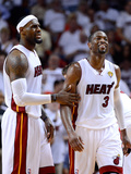 Miami  FL - June 21:  Miami Heat and Oklahoma City Thunder Game Five  LeBron James and Dwyane Wade