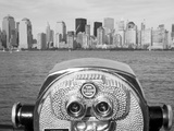 Coin Operated Binoculars Pointed at Manhattan Skyline  Hudson River  Jersey City  New Jersey  Usa