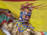 Mask Dance Performance at Tshechu Festival  Bumthang  Bhutan