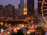 Chicago Navy Pier and Skyline at Night  Chicago  Illinois  Usa