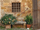 Window and Ancient Stone Wall  Pienza  Tuscany  Italy