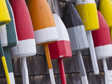 Colorful Lobster Buoys Hang from Harbor Deck in Bernard  Maine  Usa