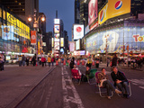 Tourists Sit in Lawn Chairs  Times Square  Manhattan  New York City  New York  Usa