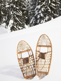 Old-Fashioned Wood Snowshoes in Snow  Crystal Mountain  Washington  Usa