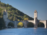 Lot River  Medieval Bridge  Pont Valentre  Cahors  Lot Department  Midi-Pyrenees Region  France