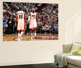 Miami  FL - June 21:  Miami Heat and Oklahoma City Thunder Game Five  LeBron James and Mario Chalme