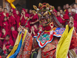 Mask Dance Performance at Tshechu Festival  Thimphu Dzong  Bhutan