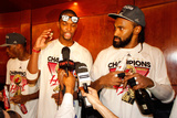 Miami  FL - June 21:  Miami Heat and Oklahoma City Thunder Game Five  Chris Bosh and Ronny Turiaf