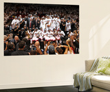 Miami  FL - June 21:  The Miami Heat team celebrates after defeating the Oklahoma City Thunder