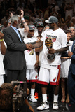 Miami  FL - June 21:  Former NBA Hall of Famer Bill Russell presents the Bill Russell NBA Finals MV