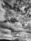 Cumulus Clouds Above Arid Pampas Steppe and Mountain Range