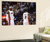 Miami  FL - June 21:  Miami Heat and Oklahoma City Thunder Game Five  LeBron James and Dwyane Wade