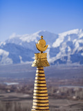 India  Ladakh  Thiksey  the Golden Finial of a Chorten at Thiksey Monastery