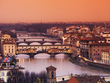Italy  Florence  Tuscany  Western Europe  'Ponte Vecchio' and Other Bridges on the Arno River and S