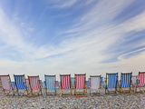 Deckchairs on Pebble Beach  Sidmouth  Devon  Uk