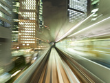 Asia  Japan  Honshu  Tokyo  Pov Blurred Motion of Tokyo Buildings from a Moving Train