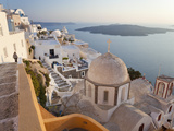 Church and Fira Town at Sunset  Fira  Santorini (Thira)  Cyclades  Greece