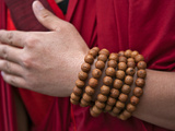 Prayer Beads Wrapped Round the Wrist of a Red-Robed Monk Near Mongar  Special Religious Significanc