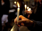 Sicily  Italy  Western Europe  a Believer  Holding a Candle During the Easter Eve Ceremony at the T