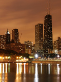 The Chicago Skyline Seen from the Navy Pier on a Rainy Day  USA