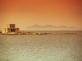 Sicily  Italy  Western Europe  a Villa at Sea with the Egadi Islands Visible in the Background in t