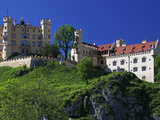 Hohenschwangau Castle Viewed from the Village of Hohenschwangau  Schwangau  Bayern  Germany