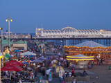 United Kingdom  England  Carousels on Brighton Beachfront at Twilight
