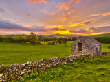 UK  England  Derbyshire  Peak District National Park  River Manifold Valley Near Ilam Dry Stone Wal