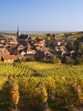 France  Bas-Rhin  Alsace Region  Alasatian Wine Route  Blienschwiller  Town Overview from Vineyards