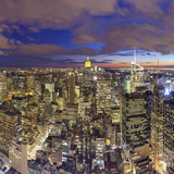 Manhattan View Towards Empire State Building at Sunset from Top of the Rock  at Rockefeller Plaza  