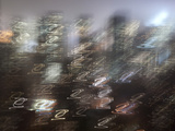 Blurred Night Skyline of Manhattan  New York City  USA