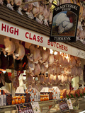 UK  Oxford  A Well-Stocked  'High Class' Butcher Selling Christmas Turkeys in Oxford's Covered Mark