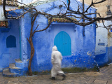 Man Wearing a Djellaba on the Street  Chefchaouen  Morocco