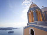 Church and Cruise Ship  Fira  Santorini (Thira)  Cyclades  Greece