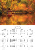 Wooden Cabin on Lake in Autumn