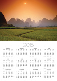 Rice fields an chalk mountains at twilight  Yangshou  Guangxi Province  China