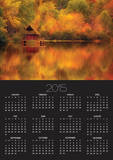 Wooden Cabin on Lake in Autumn