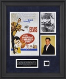 Elvis "It Happened At The World's Fair" framed presentation with a piece of a suit jacket worn by E