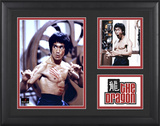 Bruce Lee "The Dragon" framed presentation with two photos