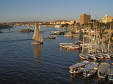 Aswan and the River Nile at Sunset  from the Ferial Gardens  Egypt