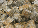 Bales of Compressed Scrap Metal at a Recycling Plant
