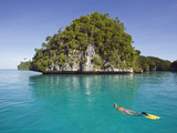 Snorkeling Near a Small Island Off Palau  Micronesia  Note The Wave-Eroded Base of The Island