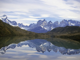 Reflections of the Cuernos Del Paine in a Lake  Torres Del Paine National Park  Patagonia  Chile