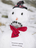 A Sad-Faced Snowman with a Sign Protesting Climate Change  United Kingdom