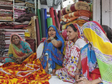 Indian Women in Cloth Shop  Udaipur  India