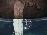 Scuba Diver in Bat Cave Cenote  Playa Del Carmen  Yucatan Peninsula  Mexico  Model Released