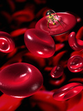 Nanorobot Attaches Itself to a Red Blood Cell Ready to Inject Medicine into It
